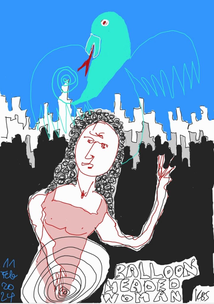 balloon headed woman